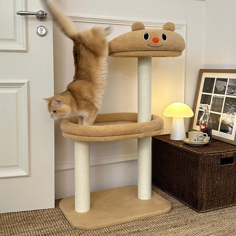 Contemporary Creative Rectangular Medium-Density Fiberboard Velvet Fabric Paper Rope Paper Tube Cat Tree For Living Room Cuvalon