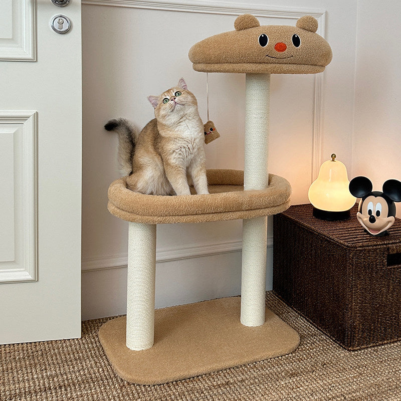 Contemporary Creative Rectangular Medium-Density Fiberboard Velvet Fabric Paper Rope Paper Tube Cat Tree For Living Room Cuvalon