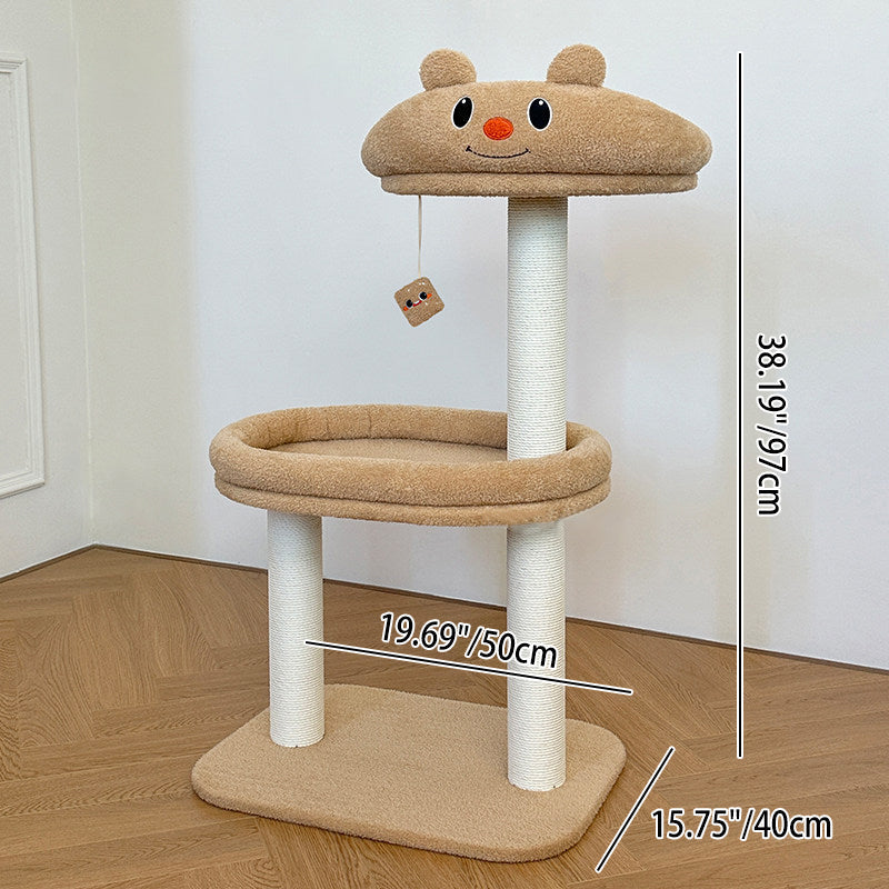 Contemporary Creative Rectangular Medium-Density Fiberboard Velvet Fabric Paper Rope Paper Tube Cat Tree For Living Room Cuvalon