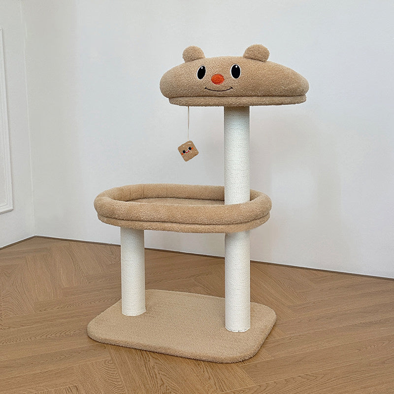 Contemporary Creative Rectangular Medium-Density Fiberboard Velvet Fabric Paper Rope Paper Tube Cat Tree For Living Room Cuvalon