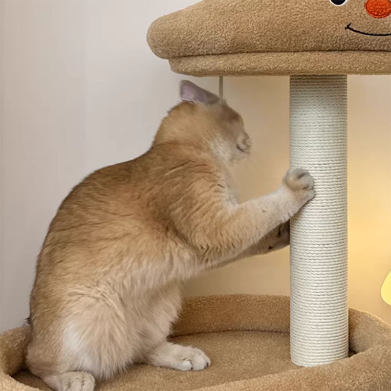 Contemporary Creative Rectangular Medium-Density Fiberboard Velvet Fabric Paper Rope Paper Tube Cat Tree For Living Room Cuvalon