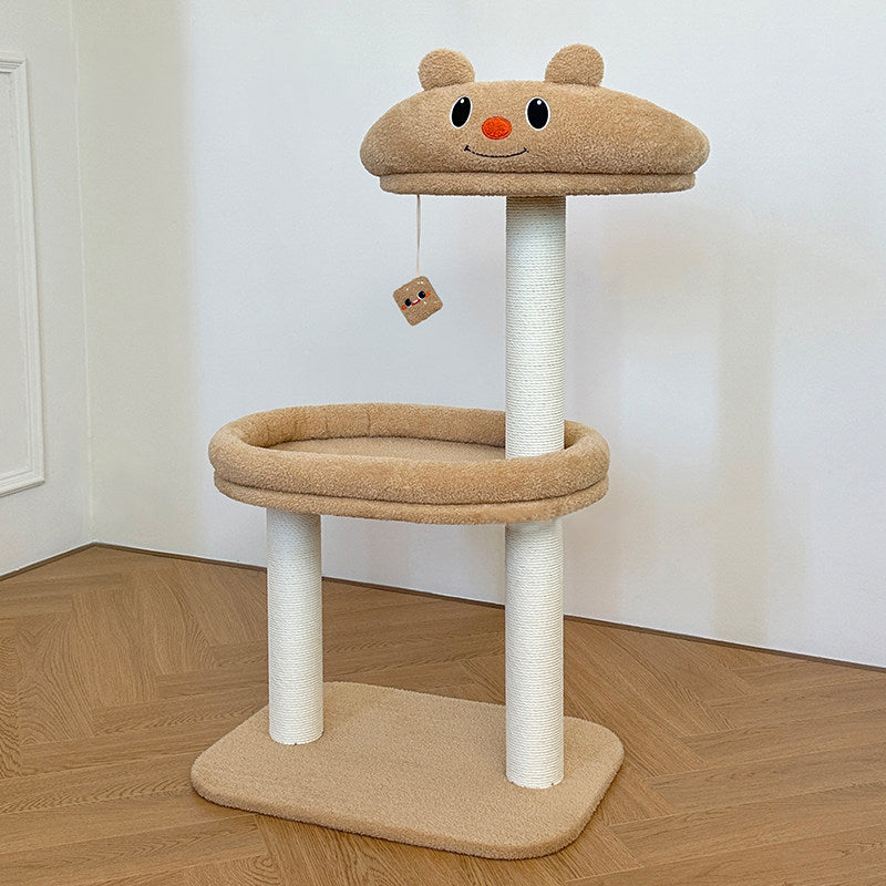 Contemporary Creative Rectangular Medium-Density Fiberboard Velvet Fabric Paper Rope Paper Tube Cat Tree For Living Room Cuvalon