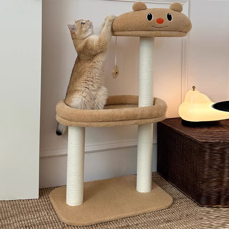 Contemporary Creative Rectangular Medium-Density Fiberboard Velvet Fabric Paper Rope Paper Tube Cat Tree For Living Room Cuvalon