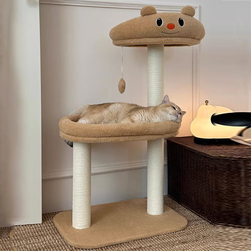 Contemporary Creative Rectangular Medium-Density Fiberboard Velvet Fabric Paper Rope Paper Tube Cat Tree For Living Room Cuvalon