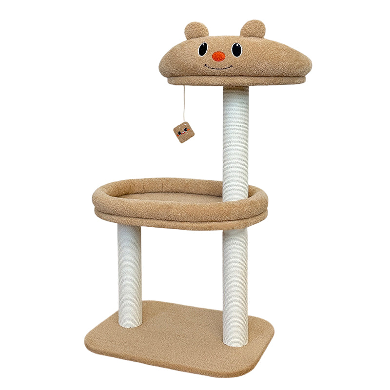 Contemporary Creative Rectangular Medium-Density Fiberboard Velvet Fabric Paper Rope Paper Tube Cat Tree For Living Room Cuvalon