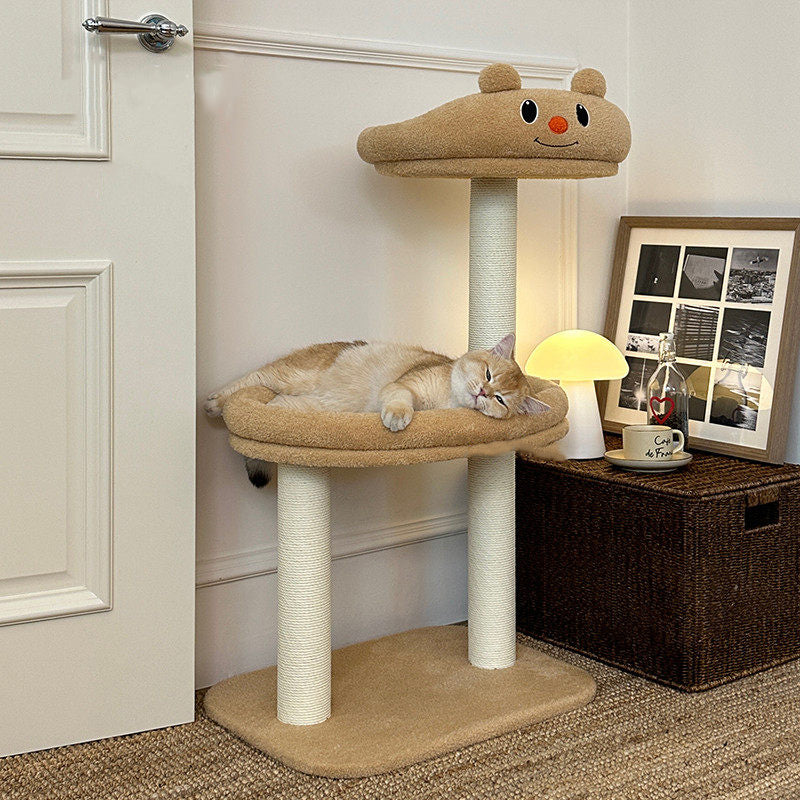 Contemporary Creative Rectangular Medium-Density Fiberboard Velvet Fabric Paper Rope Paper Tube Cat Tree For Living Room Cuvalon