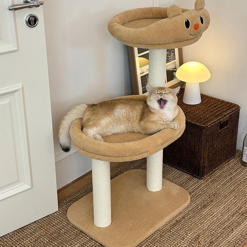 Contemporary Creative Rectangular Medium-Density Fiberboard Velvet Fabric Paper Rope Paper Tube Cat Tree For Living Room Cuvalon