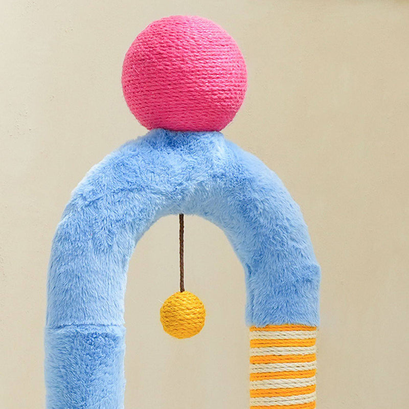 Contemporary Creative Round Particleboard Velvet Fabric Hemp Rope PE PS Cat Tree For Living Room Cuvalon