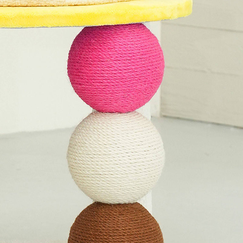 Contemporary Creative Round Particleboard Velvet Fabric Hemp Rope PE PS Cat Tree For Living Room Cuvalon