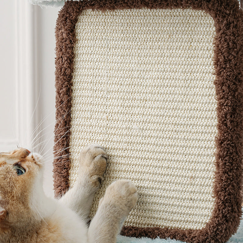 Contemporary Creative Round Particleboard Natural Fruitwood Velvet Fabric Sisal Cat Tree For Living Room Cuvalon