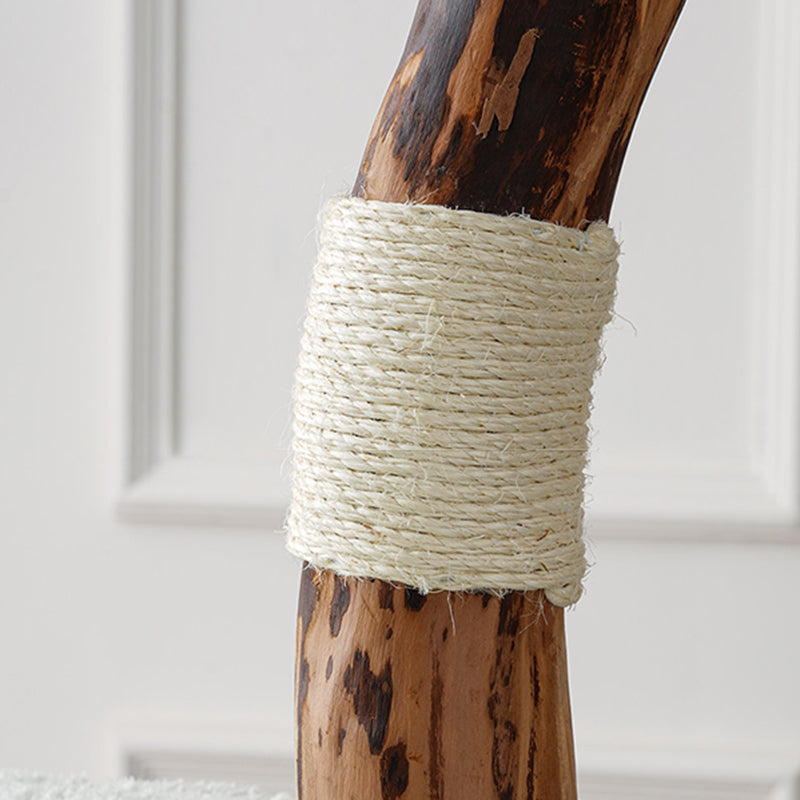 Contemporary Creative Round Particleboard Natural Fruitwood Velvet Fabric Sisal Cat Tree For Living Room Cuvalon