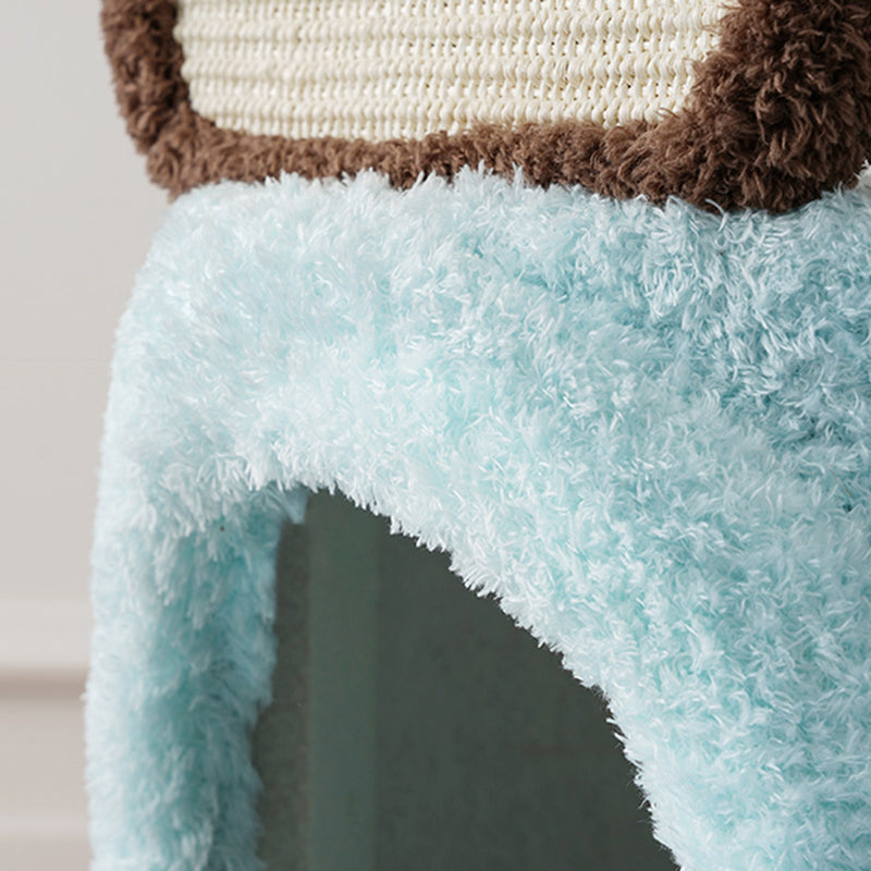 Contemporary Creative Round Particleboard Natural Fruitwood Velvet Fabric Sisal Cat Tree For Living Room Cuvalon