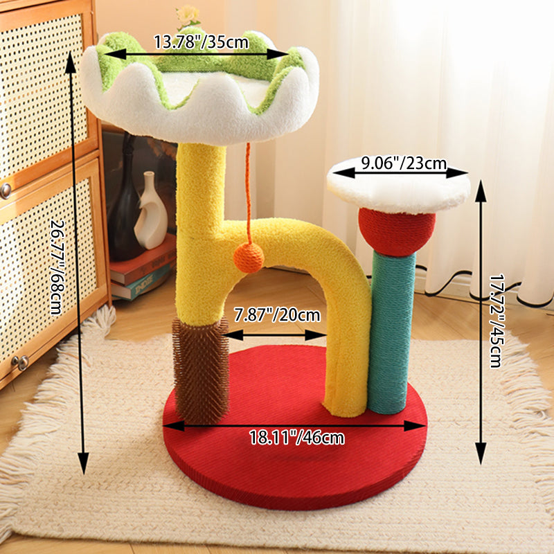 Contemporary Creative Round Medium-Density Fiberboard Plastic Velvet Fabric Sisal Cat Tree For Living Room Cuvalon