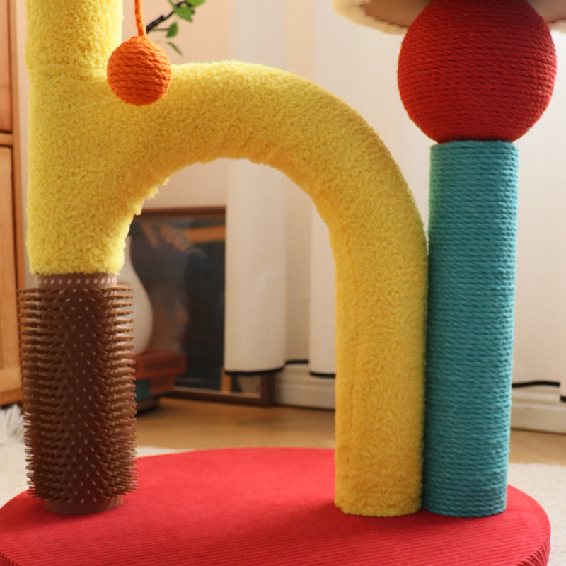 Contemporary Creative Round Medium-Density Fiberboard Plastic Velvet Fabric Sisal Cat Tree For Living Room Cuvalon