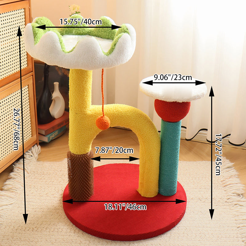 Contemporary Creative Round Medium-Density Fiberboard Plastic Velvet Fabric Sisal Cat Tree For Living Room Cuvalon
