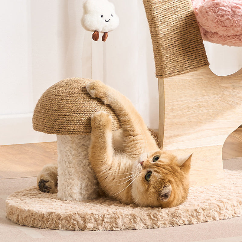 Contemporary Creative Round Multi-layer Solid Wood Panel Medium-Density Fiberboard Velvet Fabric Jute Cat Tree For Living Room Cuvalon