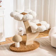 Contemporary Creative Round Multi-layer Solid Wood Panel Medium-Density Fiberboard Velvet Fabric Jute Cat Tree For Living Room Cuvalon