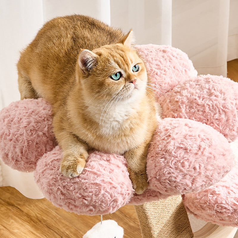 Contemporary Creative Round Multi-layer Solid Wood Panel Medium-Density Fiberboard Velvet Fabric Jute Cat Tree For Living Room Cuvalon