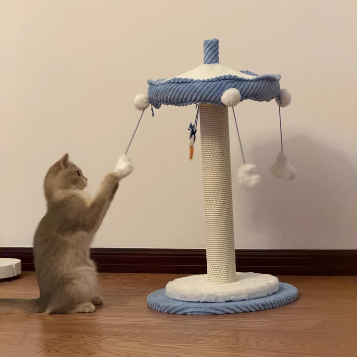 Contemporary Creative Round Medium-Density Fiberboard Corduroy Kraft Paper Rope Paper Tube Cat Tree For Living Room Cuvalon