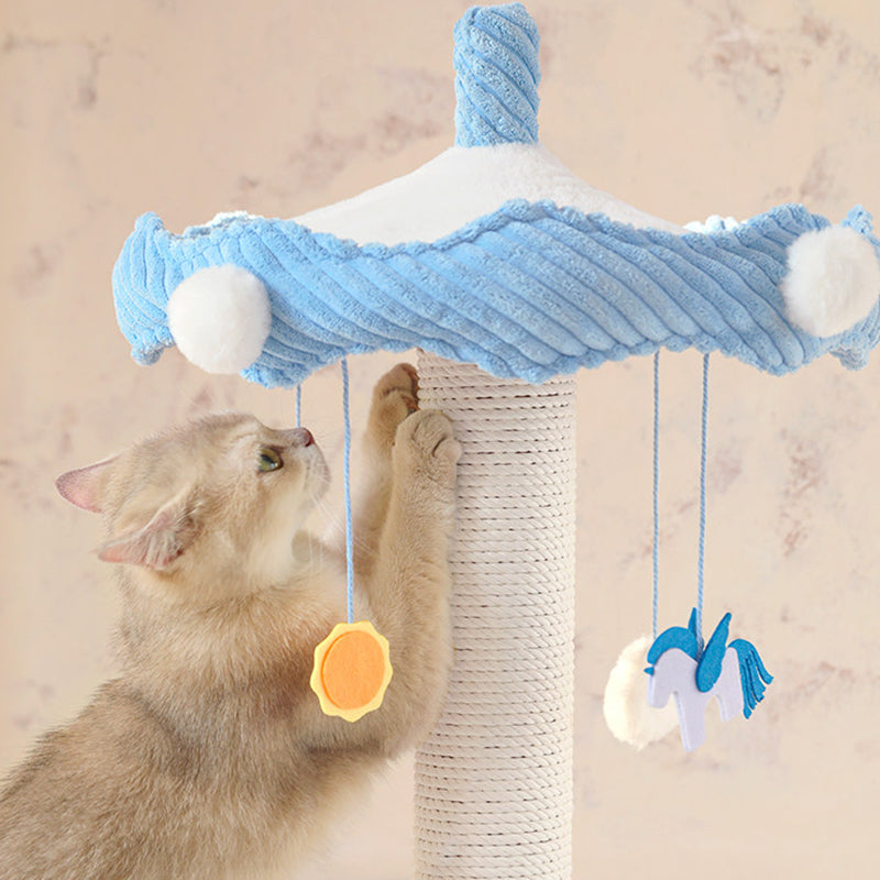 Contemporary Creative Round Medium-Density Fiberboard Corduroy Kraft Paper Rope Paper Tube Cat Tree For Living Room Cuvalon
