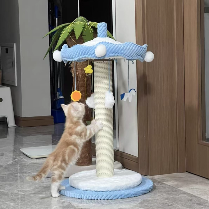 Contemporary Creative Round Medium-Density Fiberboard Corduroy Kraft Paper Rope Paper Tube Cat Tree For Living Room Cuvalon