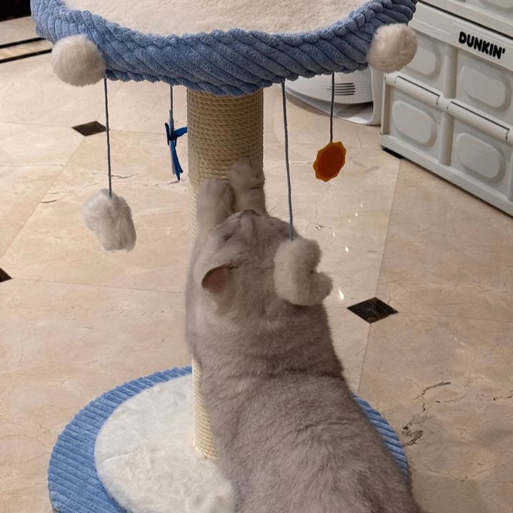 Contemporary Creative Round Medium-Density Fiberboard Corduroy Kraft Paper Rope Paper Tube Cat Tree For Living Room Cuvalon