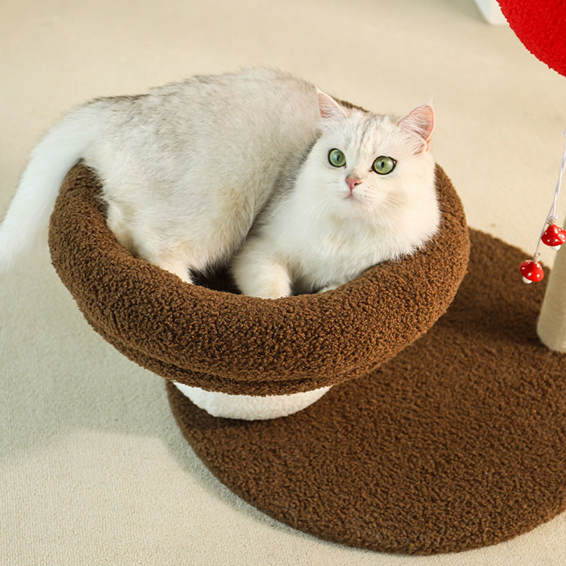 Contemporary Creative Round Medium-Density Fiberboard Velvet Fabric Foam Sisal Mushroom-Shaped Cat Tree For Living Room Cuvalon