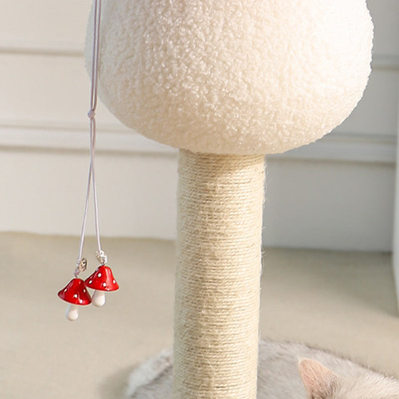 Contemporary Creative Round Medium-Density Fiberboard Velvet Fabric Foam Sisal Mushroom-Shaped Cat Tree For Living Room Cuvalon