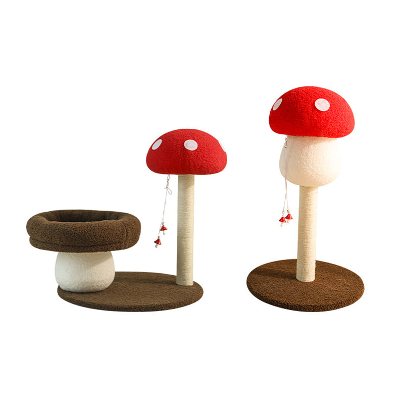 Contemporary Creative Round Medium-Density Fiberboard Velvet Fabric Foam Sisal Mushroom-Shaped Cat Tree For Living Room Cuvalon
