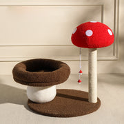 Contemporary Creative Round Medium-Density Fiberboard Velvet Fabric Foam Sisal Mushroom-Shaped Cat Tree For Living Room Cuvalon