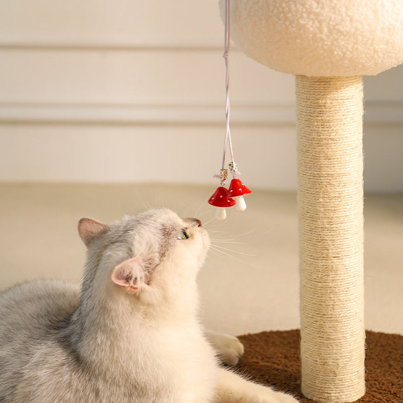 Contemporary Creative Round Medium-Density Fiberboard Velvet Fabric Foam Sisal Mushroom-Shaped Cat Tree For Living Room Cuvalon