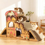 Contemporary Creative Rectangular BB-Grade Thickened Corrugated Cat Tree 3-Tier For Living Room Cuvalon