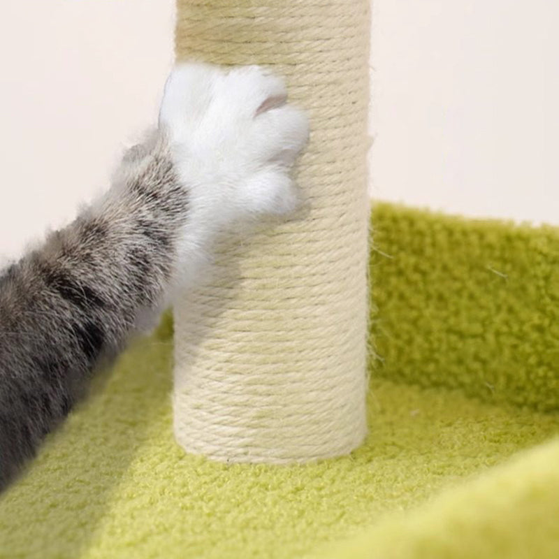 Contemporary Creative Square Medium-Density Fiberboard Polyester Fiber Hemp Rope Cat Tree 3-Tier For Living Room Cuvalon