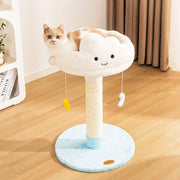Contemporary Creative Round Particleboard Velvet Fabric Sisal Cloud Cat Tree 2/3-Tier For Living Room Cuvalon