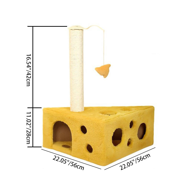 Contemporary Creative Triangle Particleboard Velvet Fabric Sisal Cheese Cat Tree Cat Bed For Bedroom Cuvalon