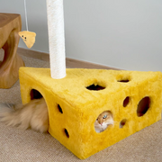 Contemporary Creative Triangle Particleboard Velvet Fabric Sisal Cheese Cat Tree Cat Bed For Bedroom Cuvalon