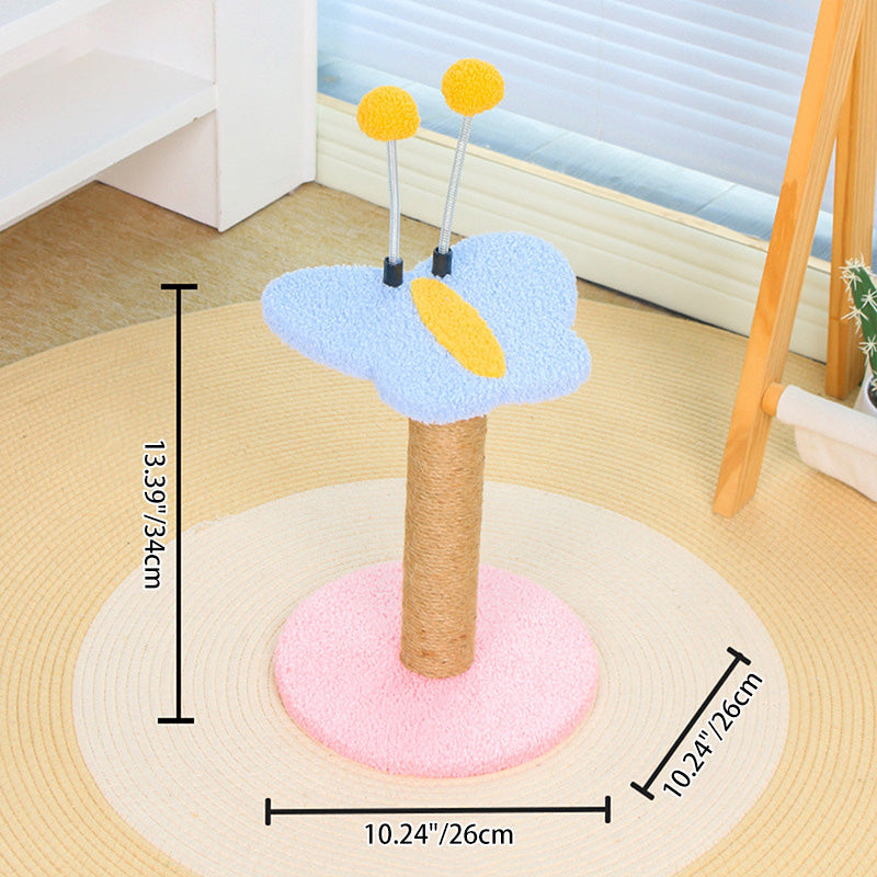 Contemporary Creative Round Medium-Density Fiberboard Velvet Fabric Sisal Butterfly Cat Tree 2/3-Tier For Living Room Cuvalon