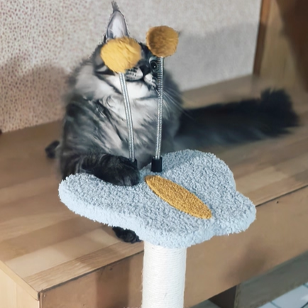 Contemporary Creative Round Medium-Density Fiberboard Velvet Fabric Sisal Butterfly Cat Tree 2/3-Tier For Living Room Cuvalon