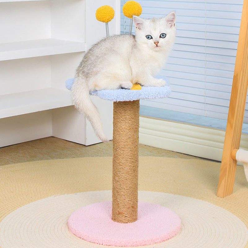 Contemporary Creative Round Medium-Density Fiberboard Velvet Fabric Sisal Butterfly Cat Tree 2/3-Tier For Living Room Cuvalon