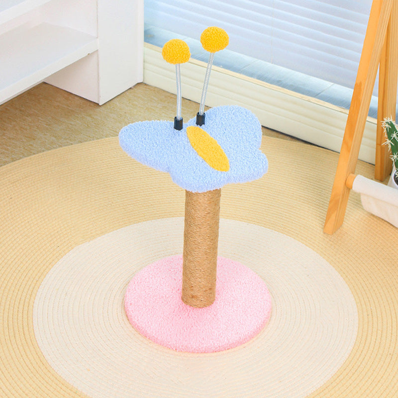 Contemporary Creative Round Medium-Density Fiberboard Velvet Fabric Sisal Butterfly Cat Tree 2/3-Tier For Living Room Cuvalon