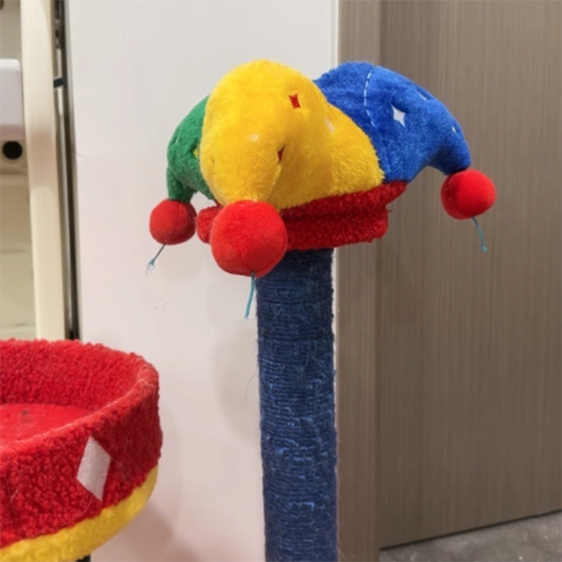 Contemporary Creative Round Particleboard Velvet Fabric Sisal Circus Cat Tree For Living Room Cuvalon