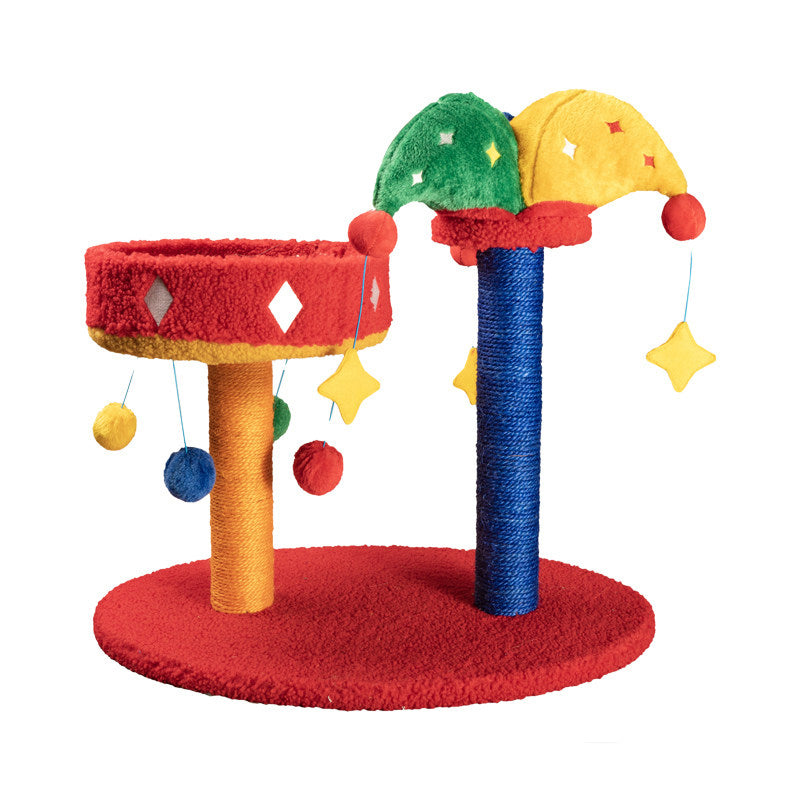 Contemporary Creative Round Particleboard Velvet Fabric Sisal Circus Cat Tree For Living Room Cuvalon