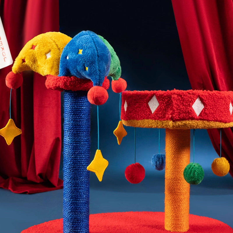 Contemporary Creative Round Particleboard Velvet Fabric Sisal Circus Cat Tree For Living Room Cuvalon