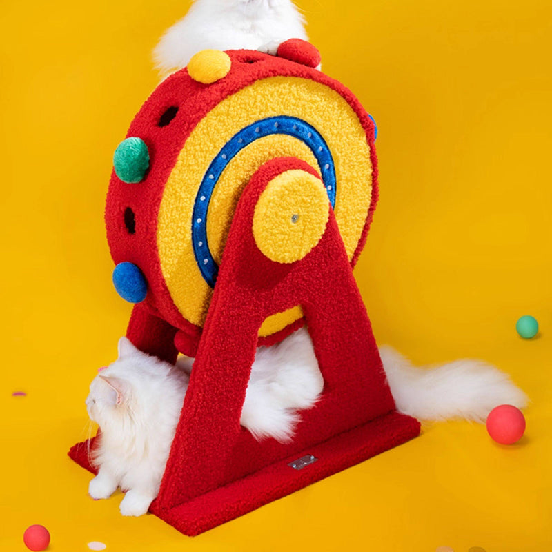 Contemporary Creative Round Particleboard Velvet Fabric Sisal Circus Cat Tree For Living Room Cuvalon