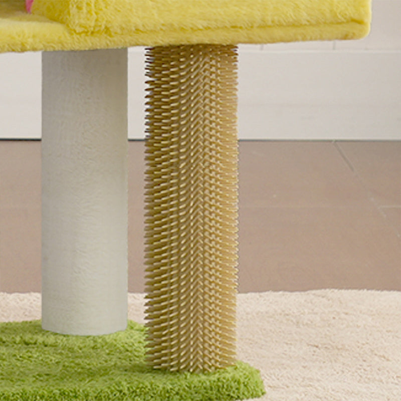 Contemporary Creative Rectangular Particleboard Velvet Fabric Sisal Multi-Functional Cat Tree For Living Room Cuvalon