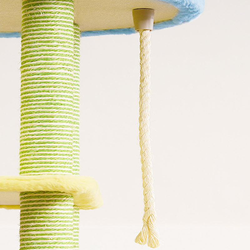 Contemporary Creative Rectangular Particleboard Velvet Fabric Sisal Multi-Functional Cat Tree For Living Room Cuvalon