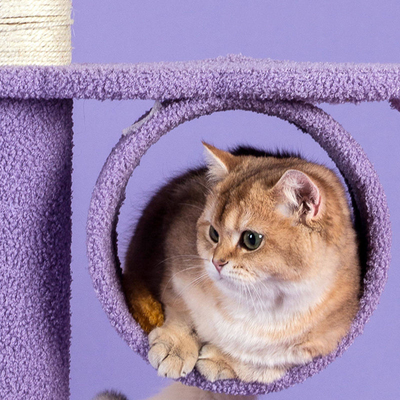 Contemporary Creative Round Particleboard Velvet Fabric Sisal Multi-Functional Star-Moon Cat Tree For Living Room Cuvalon