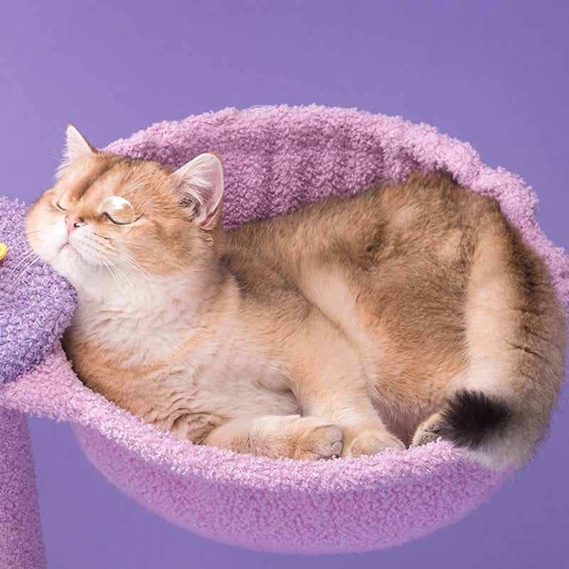 Contemporary Creative Round Particleboard Velvet Fabric Sisal Multi-Functional Star-Moon Cat Tree For Living Room Cuvalon