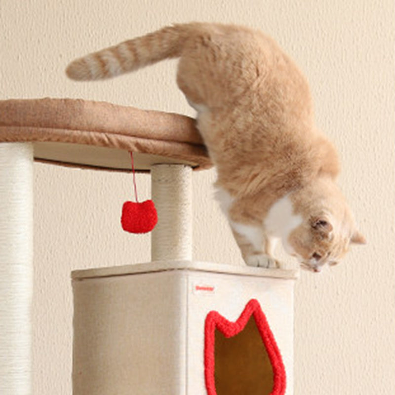 Contemporary Creative Square Particleboard Velvet Fabric Sisal Multi-Functional Cat Tree For Living Room Cuvalon