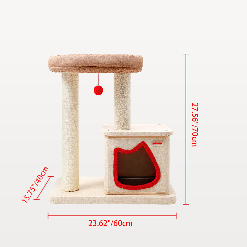 Contemporary Creative Square Particleboard Velvet Fabric Sisal Multi-Functional Cat Tree For Living Room Cuvalon